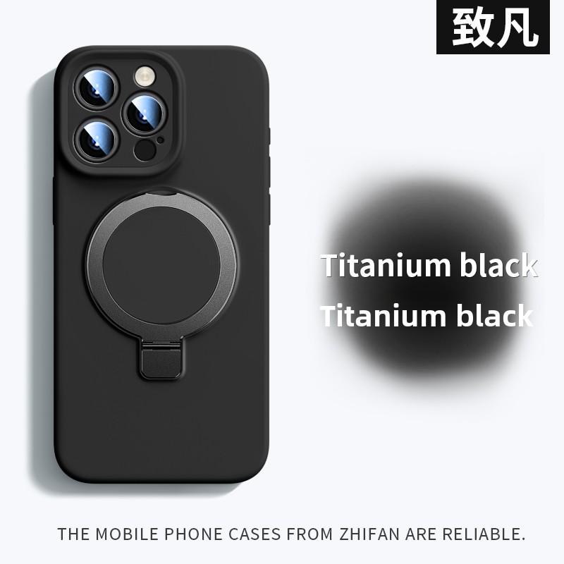 Magnetic Adsorption Liquid Silicone Case with Stand for Apple 16 Pro Max, Shockproof Full Cover for iPhone 15 13 PM