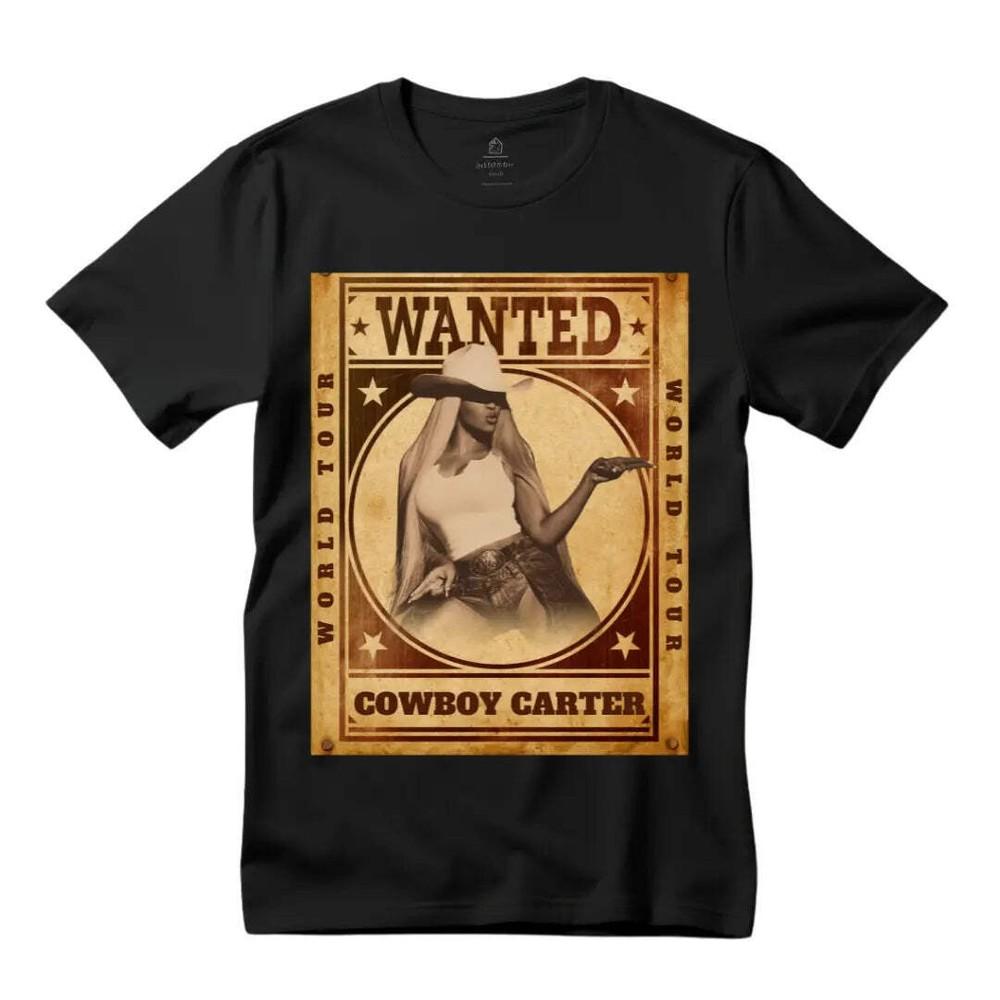

Cowboy Carter Concert ShirtWanted Poster DesignBlack T-shirt Unisex T-Shirt XXXXL