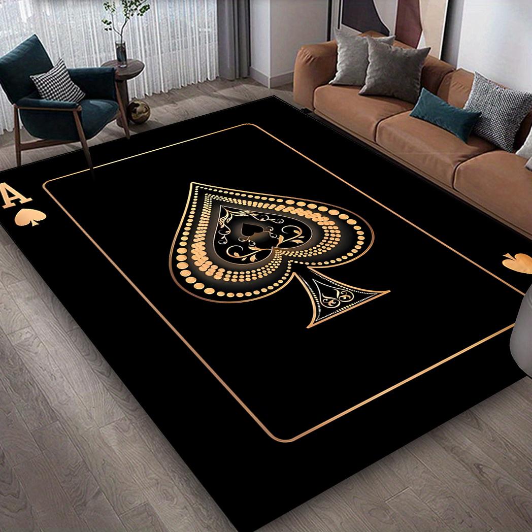 

Large Luxury Poker Mat Ace of Spades Design Non Slip Plush Bottom Black Golden Decor Living Room Game Room Office Parties 50x80cm20x31in