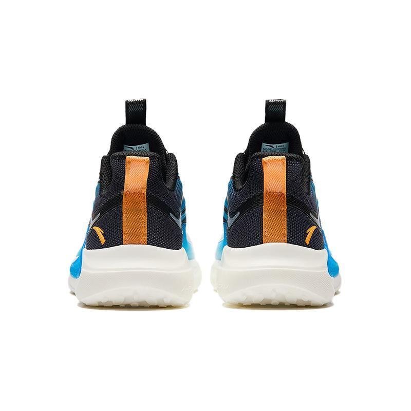 Anta Kids Synthetic Leather Fabric Shock Absorbing Wear Resistant Low Top Running Shoes Kids Sneakers White Blue Black A312425509-1