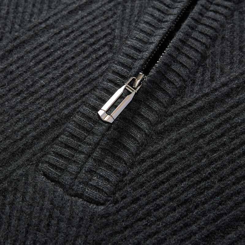 Jinjv Men's 100% Pure Wool Mock Neck Long Sleeve Sweater