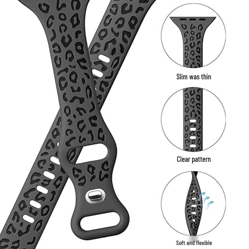 Dual-Color Leopard Print Silicone Strap for Apple Watch (Compatible with Series 1-9)