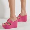 New Summer Platform Mules Sandals For Women Leisure High Heels Fashion Wedges Slip On Sandals Shoes Mules Slipper Dropship