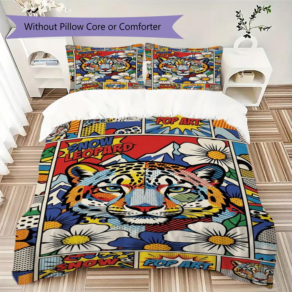 Snow Leopard Animal Pattern Bedding uilt Set uilt Cover Pillowcase Home Decoration Birthday Gift (1 * duvet cover + 2 * pillowcase without core)111