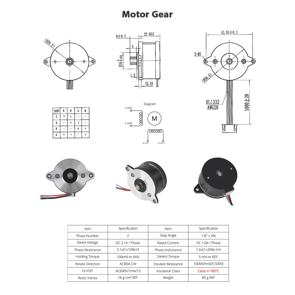 TWO TREES 3D Printer Accessories Orbiter Extruder Motor 36sth20 1004AHG 1.8 Degrees  30mm Round Stepper with 100cm