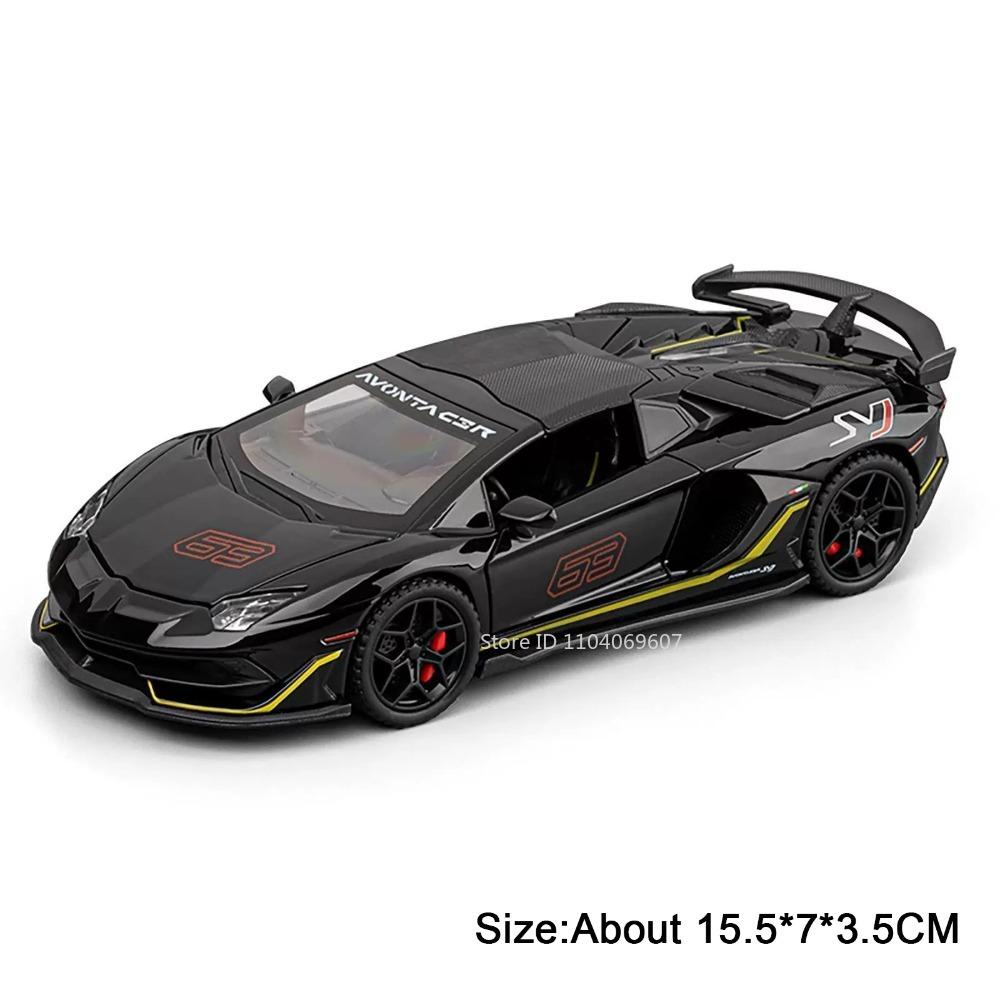 1:32 Revuelto SVJ63 Model Sports Car Toys Alloy Diecast Miniature Police Cars Sound Light Doors Opened Pull Back Toy Supercars