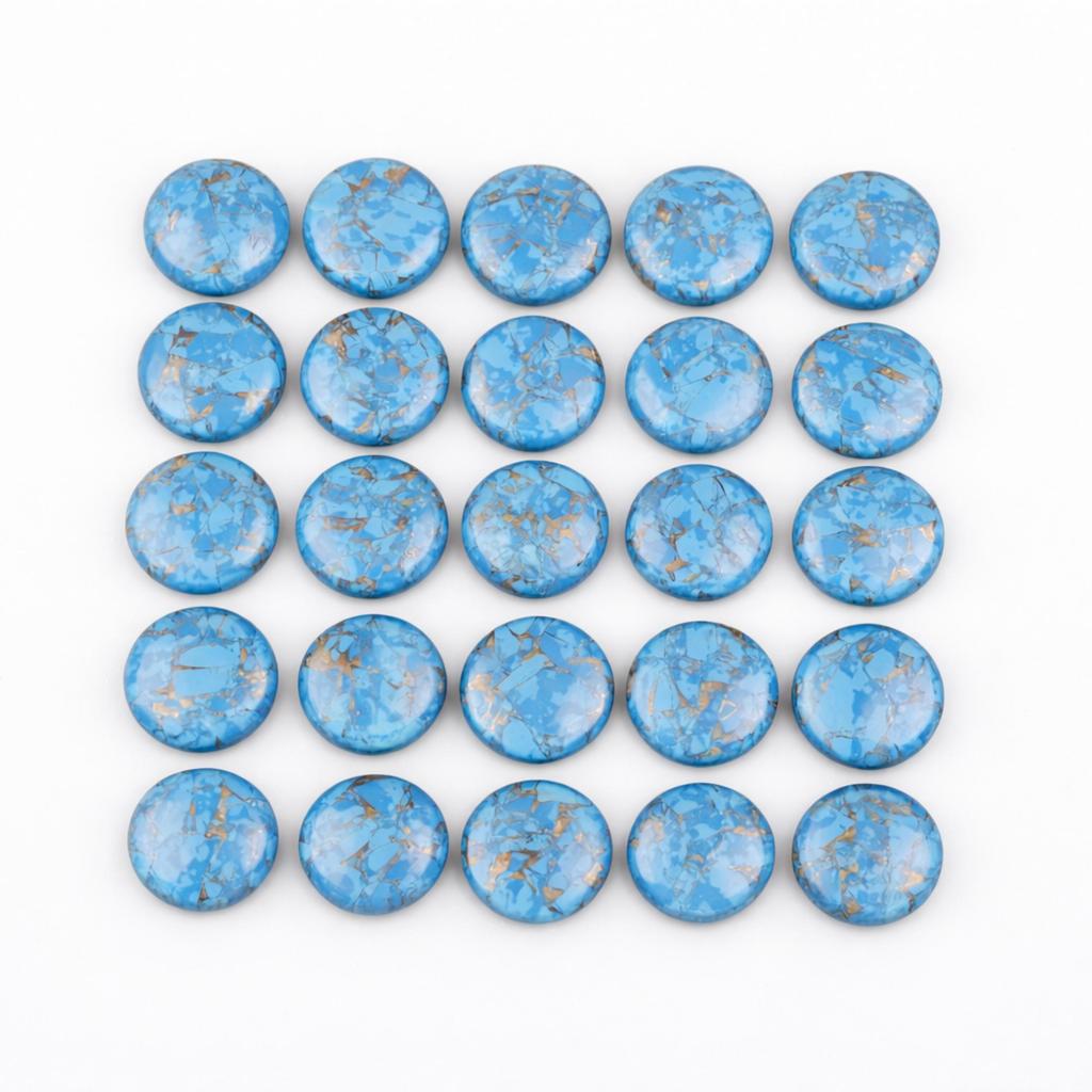 Blue Copper Turquoise Cabochon Round Gemstone Lot – Natural Turquoise Cabochons for Jewelry Making