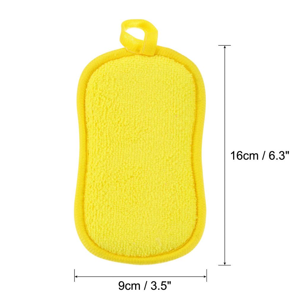 Uxcell Multipurpose Kitchen Dish Sponge Microfiber Sponge Scouring Pad Sponge Scrub for Dishwashing Kitchen 5pcs Scrubber, Non-Scratch Cleaning,