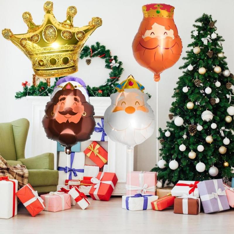 1set Kings Balloons King's Head Crown Aluminum Film Balloon Baby Shower Birthday Party Jesus Decorat King Christmas Gift Globos