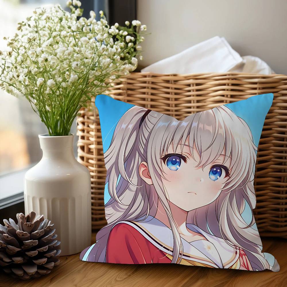 Charlotte Tomori Nao Anime Cushion Cover Inches Farmhouse Decor Home Throw Pillow Covers For Couch Decorations