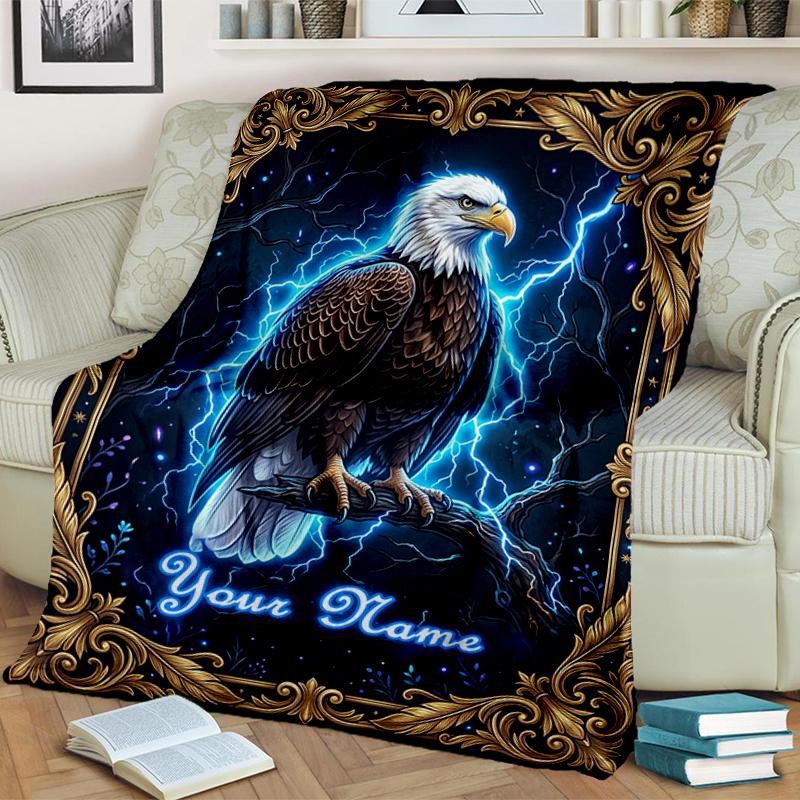 1PC Custom Name Eagle Strike Blanket Versatile,all-season Throw Suitable for the Living Room,bedroom,camping,travel,and Gift