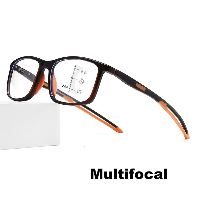 Trendy Sports Reading Glasses Unisex Fashion TR90 Progressive Multifocal Glasses Men Women Retro Near Far Eyewear +1.0 To+4.0