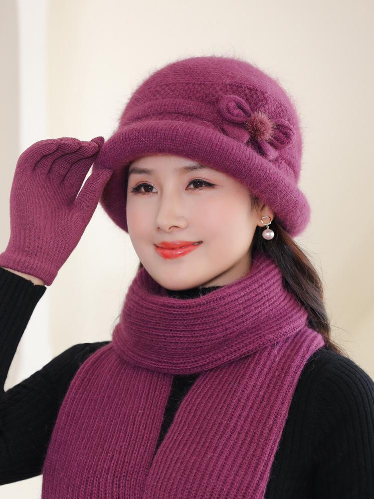 

Зимняя однотонная шапка для женщин среднего и пожилого возраста, флисовая, утолщенная, холодо- и ветрозащитная вязаная шапка only hat