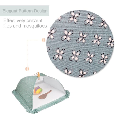 DEWEL Food Cover, Foldable, Washable, Kitchen Umbrella, Fly Screen, Square, Insect and Dust Repellent, Stylish Kitchen Umbrella, 41.5 x 41.5 cm (Green