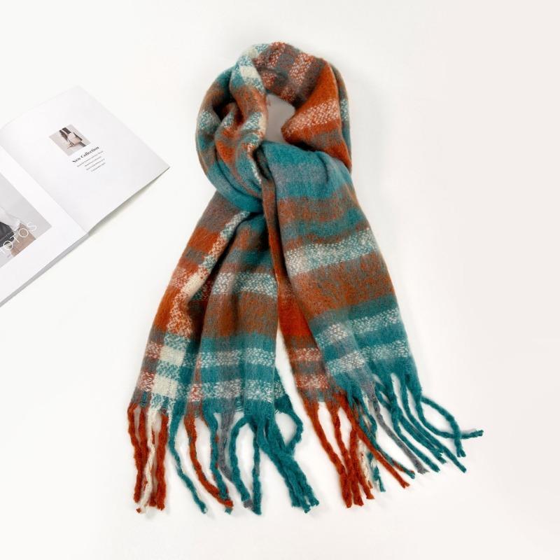 Autumn and winter new hippocampus hair scarf women's versatile high-end wear B green scarf solid color shawl