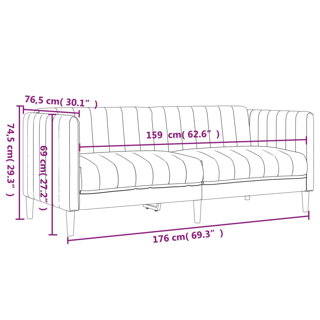 2 Piece Sofa Set Brown Fabric