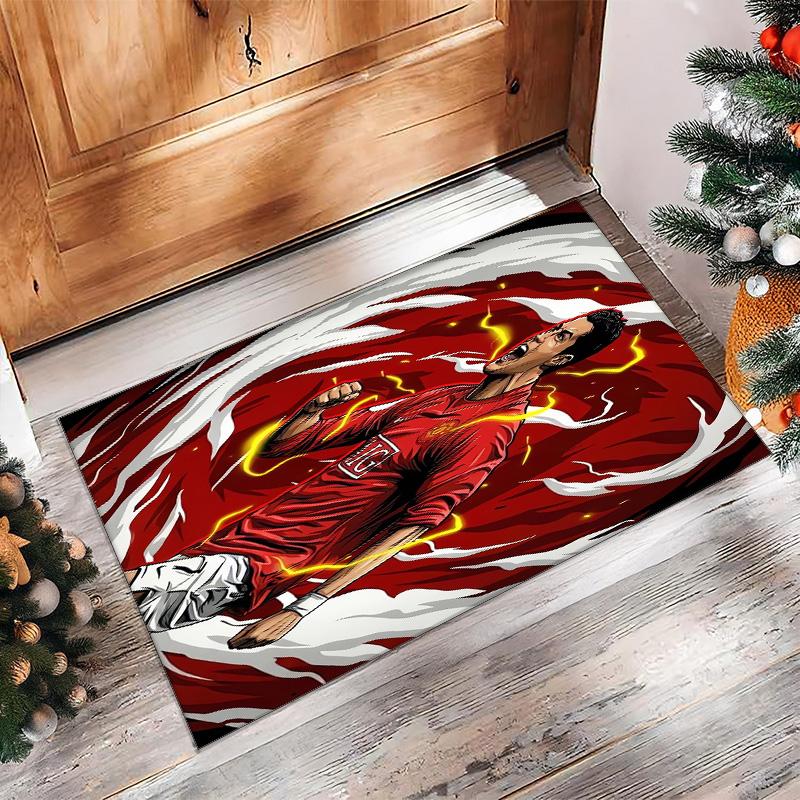 Cristiano Ronaldo Printed Flannel Area Rug Non Slip Soft Polyester Floor Carpet Indoor Decor Mat for Bedroom Living Room Sofa