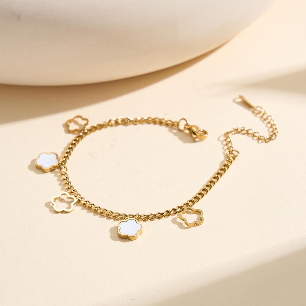 Jewelry Factory Small Batch Custom Logo European American 304 Stainless Steel Chain Bracelet Vintage Circle Anti Fade Titanium золотой