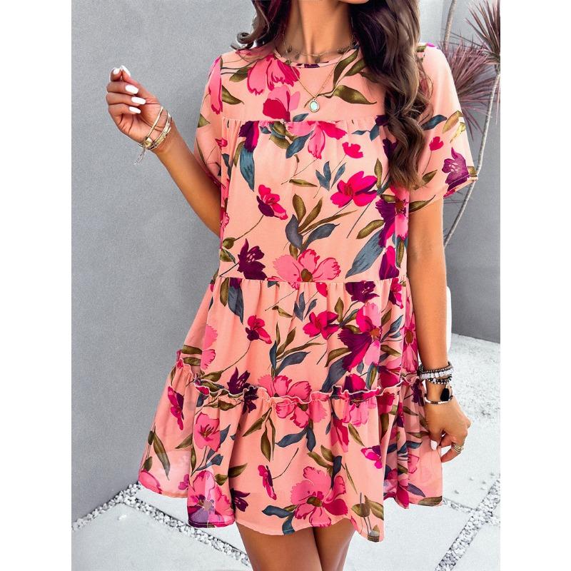 Women's Casual Vacation Printed Short-sleeved Dress