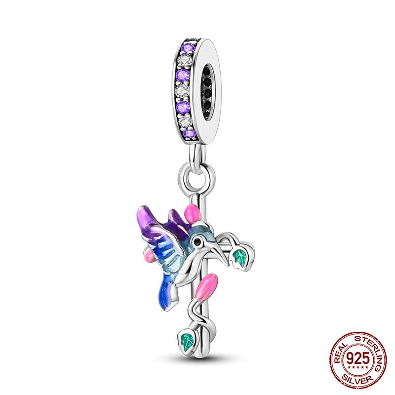 New Copper Fashion Spring Carnation Flower Parrot Charm Bead Suitable For 3Mm Bracelet Diy Fine Jewelry Gift Making