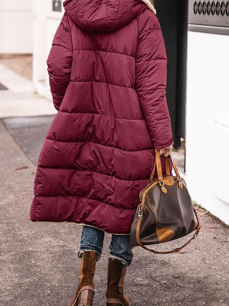 Pure Color Hooded Cotton Jacket Long Sleeve Double Sided Slim Fit Coat Top