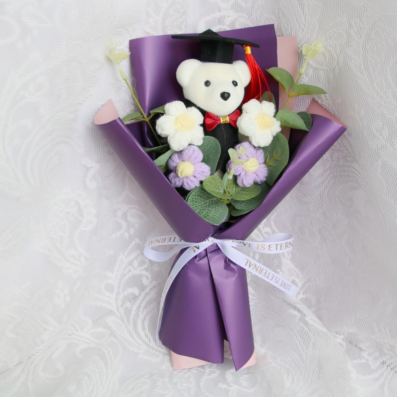 Creative Doctor Bear Sunflower Soap Bouquet: Graduation & Teacher s Day Gift Without Bag & Light