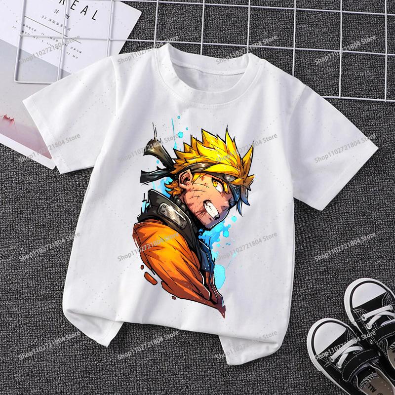NARUTO Round Neck Tshirts for Boys Girls Anime Cartoon Cute Printed Shortsleeved Top Children Summer Fashion Tshirt Gifts