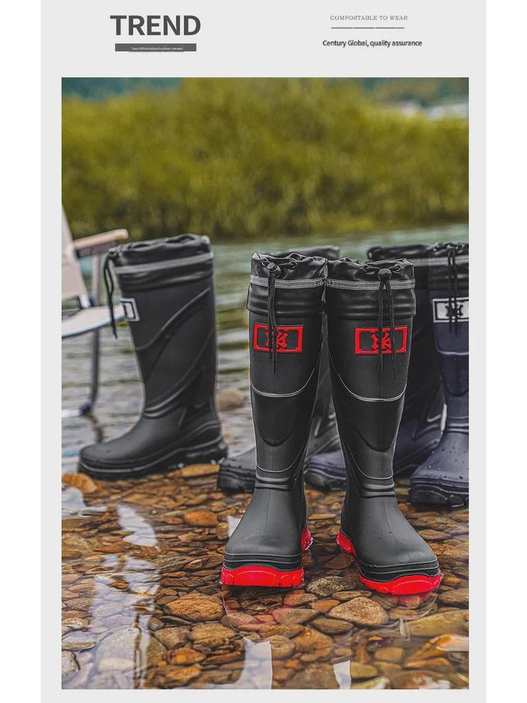 Men's Versatile High-Top Waterproof Non-Slip Rain Boots for Outdoor Activities and Fishing