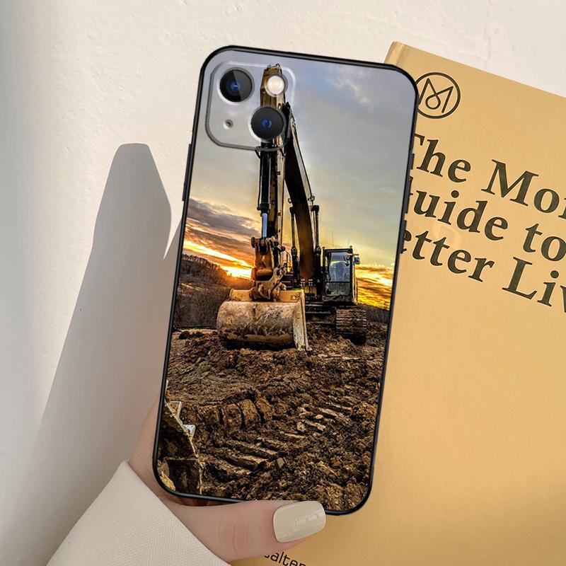 Excavator Case For iPhone 16 15 14 Pro Max Plus 13 12 Mini 11 Pro Max Back Cover