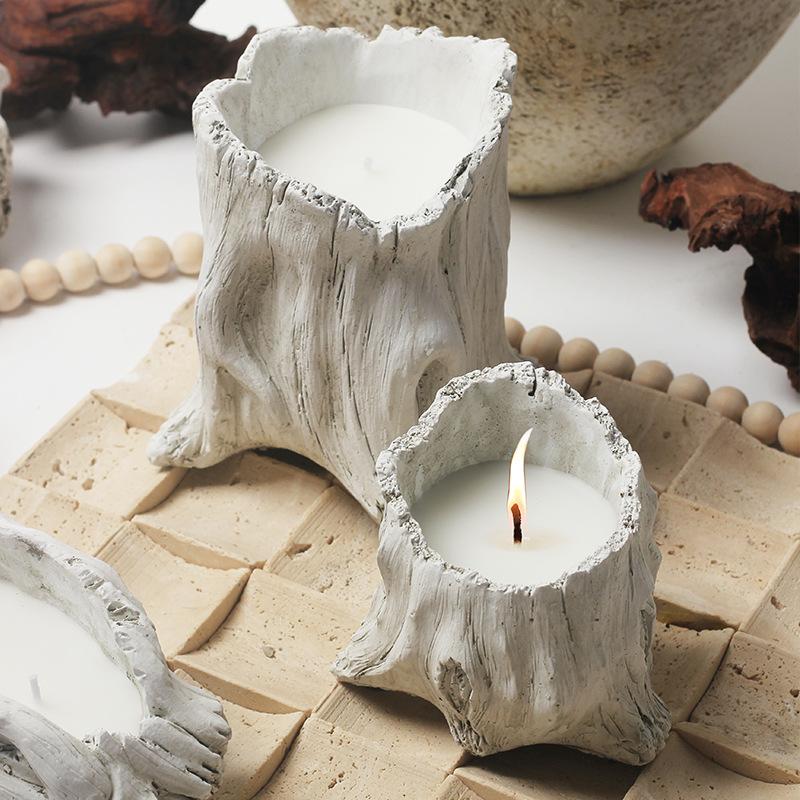 Retro Antique Simple Ceramic Scented Candle Cup Empty Cup Candlestick Ornament Soybean Wax Container Odd Shape Home Decor