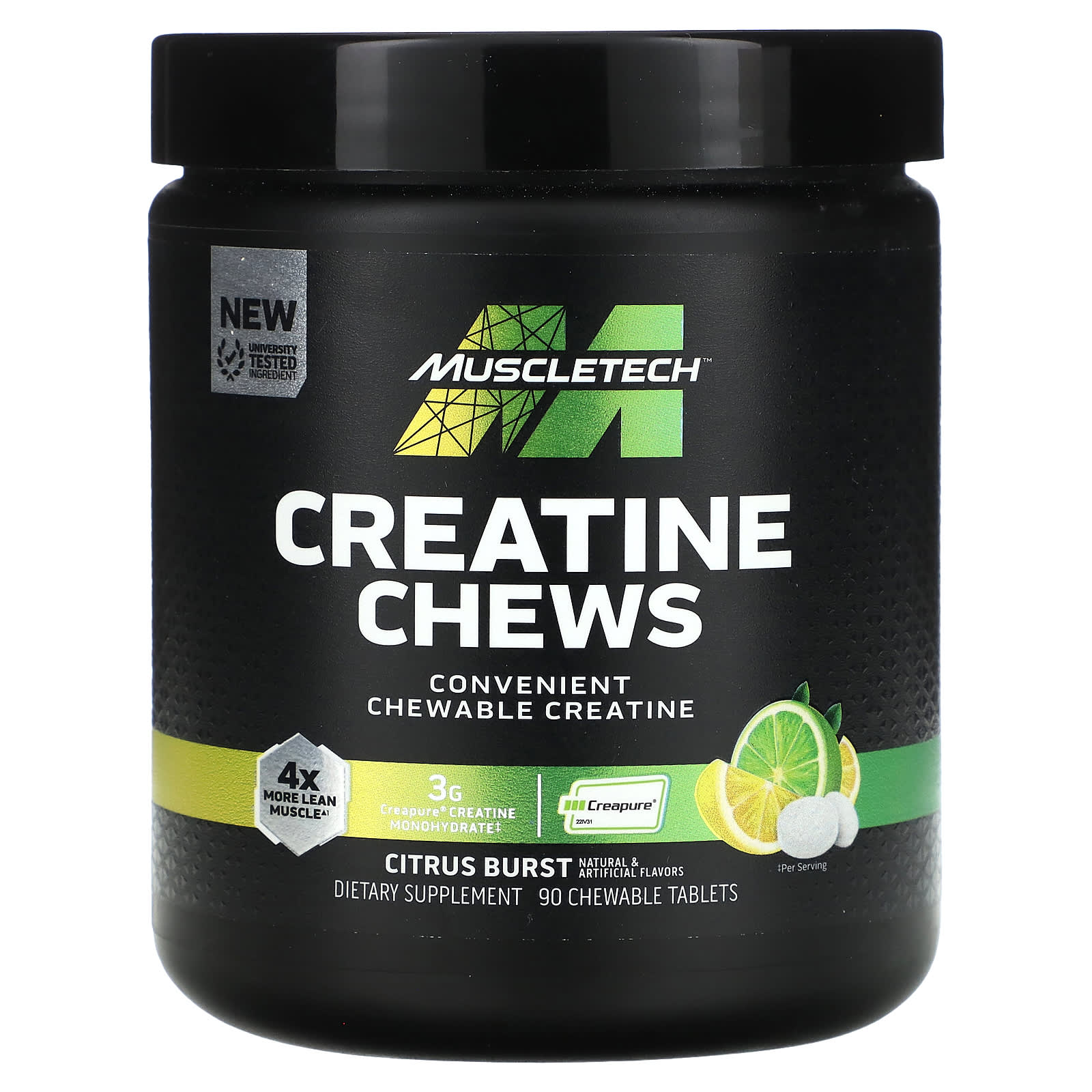 

MuscleTech, Creatine Chews, Citrus Burst, 90 Chewable Tablets