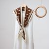 1 New Simple Coffee-Colored Polka Dot Printed Triangle Scarf Fashionable Versatile Belt Diagonal Scarf Women'S High-End Silk