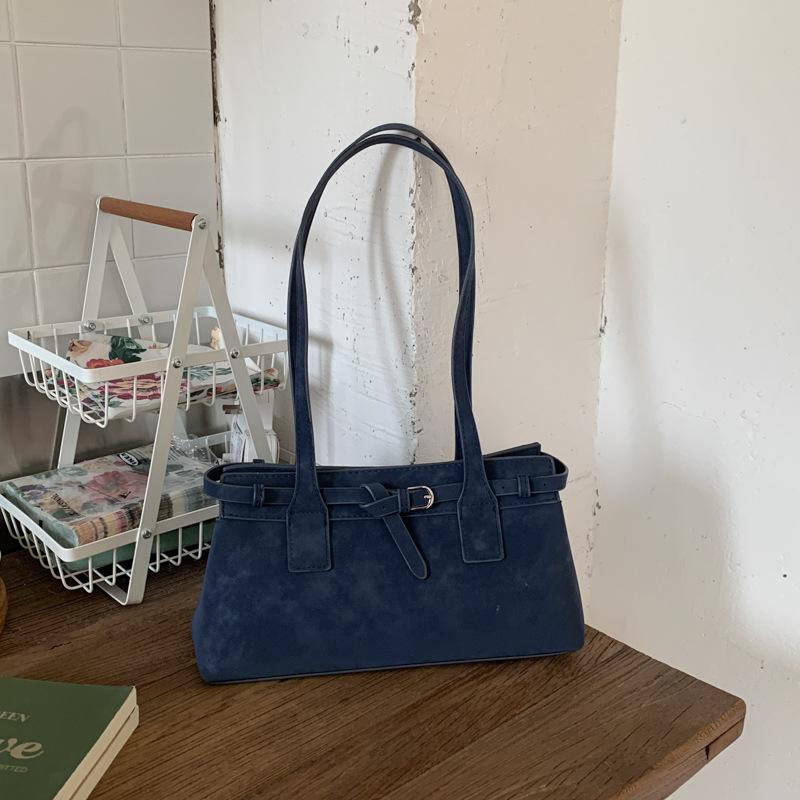 

Portable fashion casual large capacity tote bag 2025 Korean version of work commuter shoulder bag niche high value bag women синий
