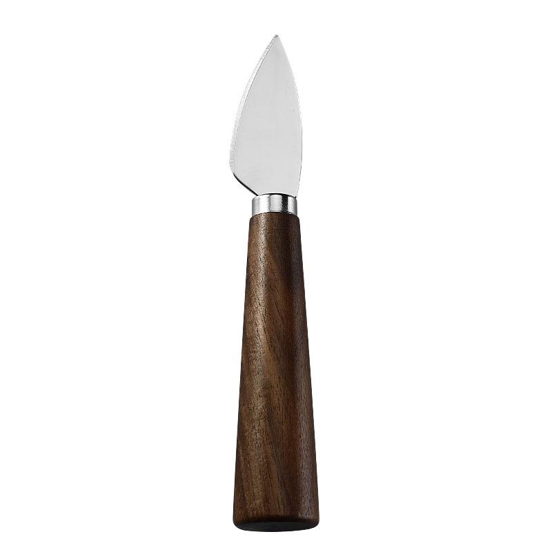 Walnut Handle Stainless Steel Cheese Knife, Fork, and Butter Spreader Set