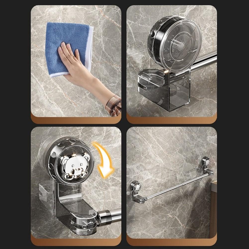 Adjustable Towel Holder Suction Cup Towel Bar Stainless Steel Accents
