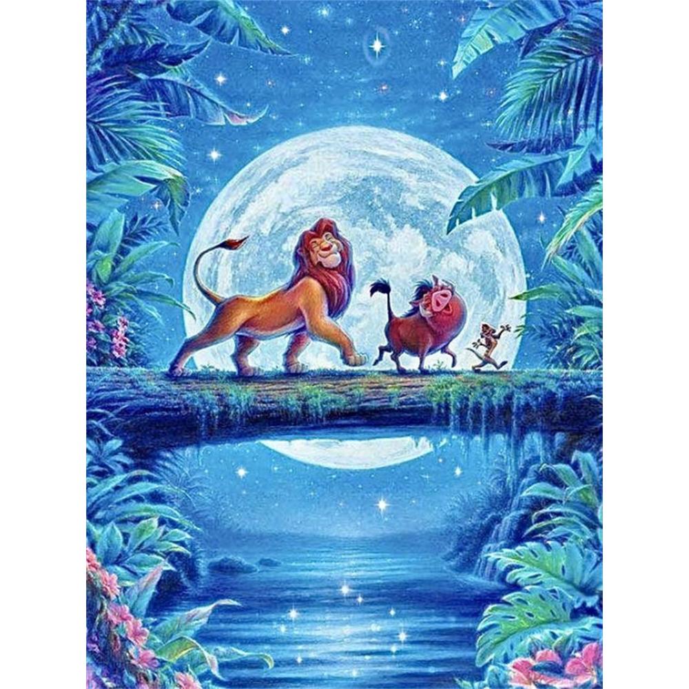 

Disney 5D DIY Diamond Painting Hakura Matata Illustration From The Lion King Embroidery Mosaic Cross Stitch Home Decor Gift Craft Round 20x30cm