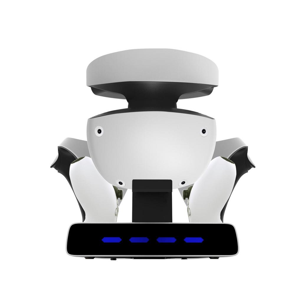 For PS VR2 Charging Station Display Stand with LED Light Controller Charger Compatible with Playstation 5 Gamepad Handle VR Headset