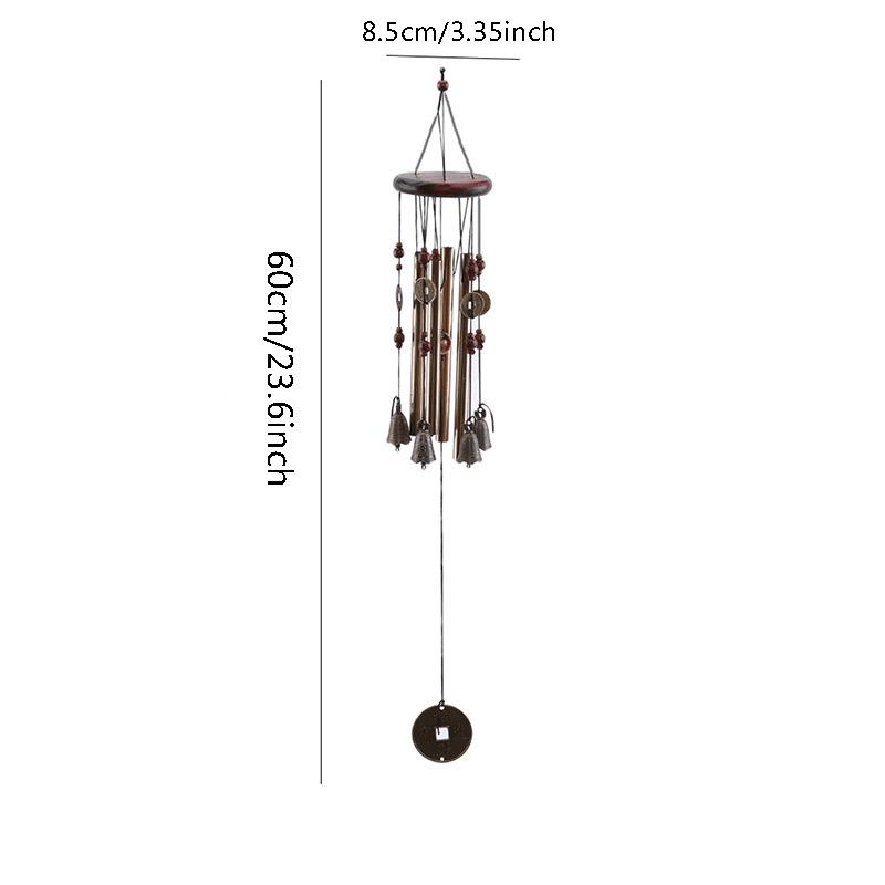 1pc Bamboo Wind Chime Light Color Five Tube Natural Coconut Shell Wood Garden & Home Hanging Door Decoration Handmade Craft Gift