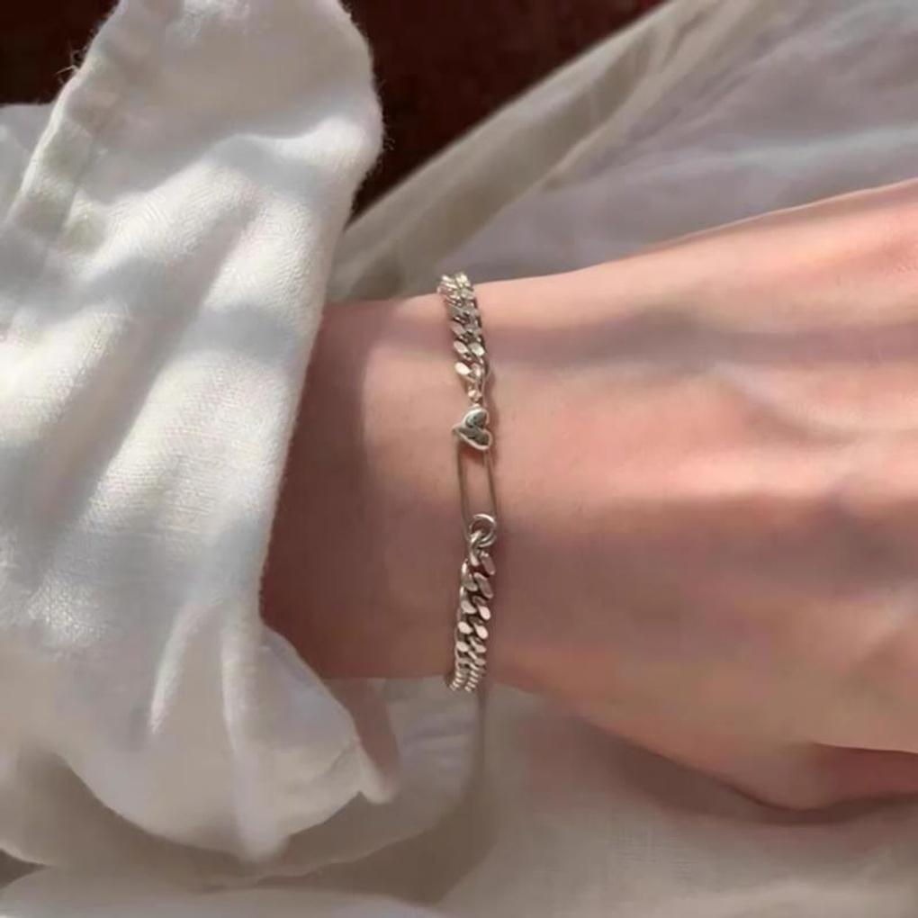 Women's Heart Clothespin Bold Chain Minimalist Bracelet