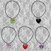 Collana Grande Cuore d'Amore Ciondolo Catena Clavicola Punk Catena Nera in Corda Ciondolo in Vetro Collana Choker Ornamento di Compleanno