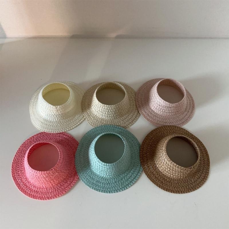 Doll Sun Hat With Ear Cutouts Empty Top Straw Hat  For Costume Cosplay Decorative Party Accessory In Assorted Color