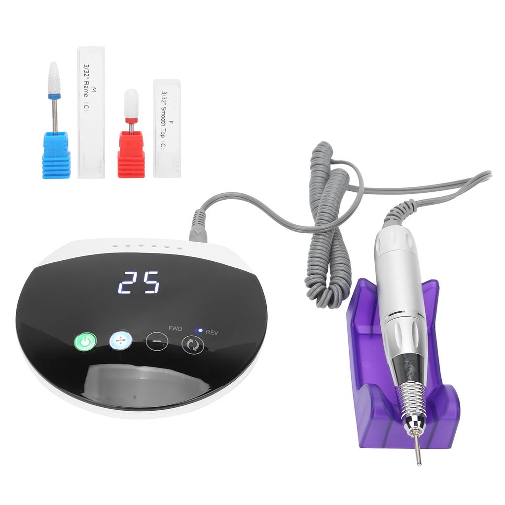 30000RPM Electirc Nail Drill Machine Portable Adjustable Nail Grinding Polisher (100‑240V)EU Plug