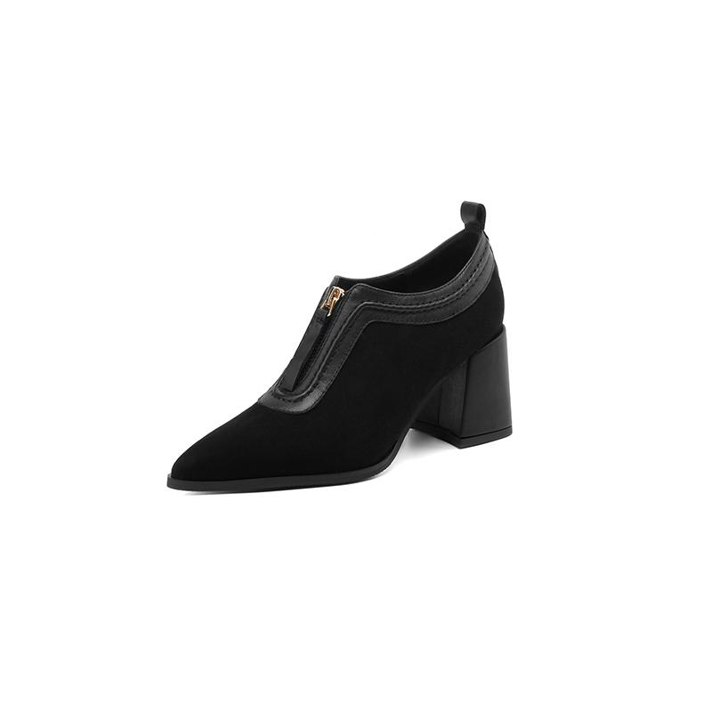 

2024 Весна Новые Ретро Женские Туфли-Лодочки Туфли Из Натуральной Кожи Каблук 7 см Одиночные Туфли Элегантные Модные Лаконичные Высококачественные Женские Туфли 34 чёрный