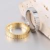 New 4MM Rectangular Grid Stainless Steel Stripe Ring - Fashionable and Simple Design