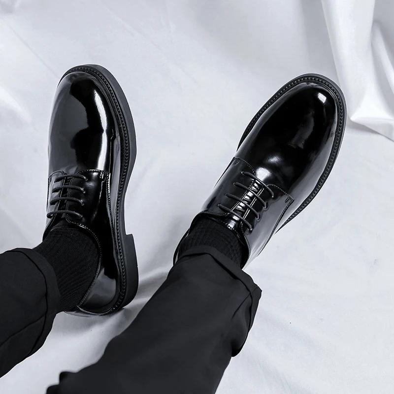 Men Casual Shoes lace up oxfords Fashion Brand Classic Casual Men Leather Shoes Black Hot Sale black Business Men Shoes