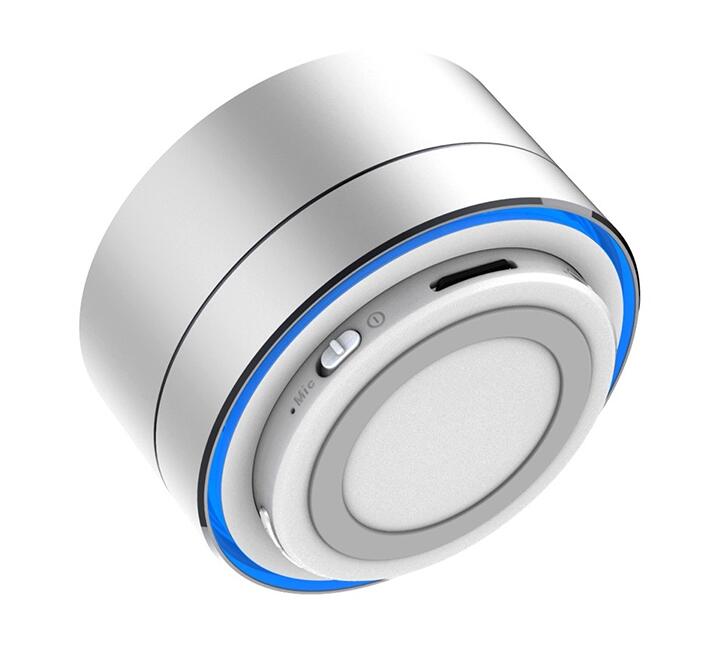 Reflective LED Light Metal Round Shape Bluetooth Speaker A10 Pink
