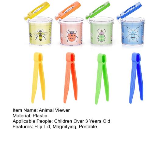 1 Set Small Animal Viewer Catcher with Tweezers Flip Lid Magnifying Animal