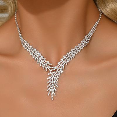 Luxury Wedding Dress Party Women'S Ice Flower Rhinestone Hollow Necklace