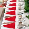 1/100pcs Christmas Cutlery Holder Xmas Hat Tableware Bags New Year Party Dinner Table Fork Knife Organizer Decoration Supplies