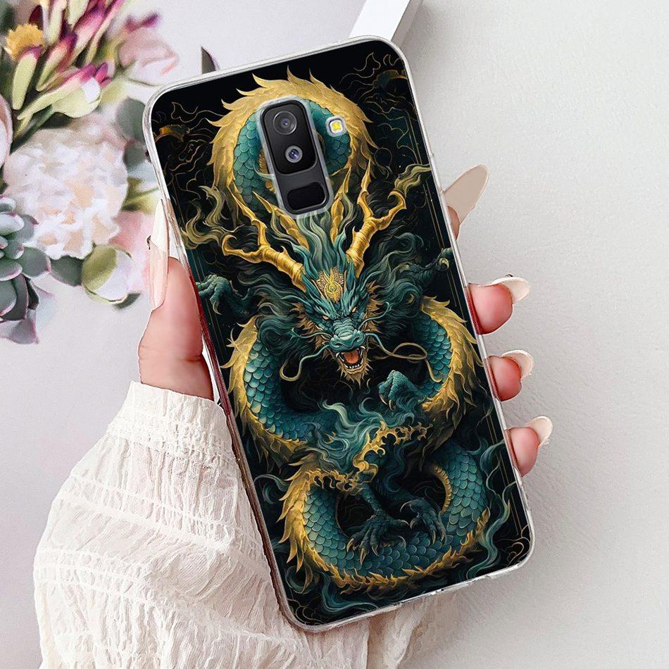 For Samsung Galaxy A6 Plus 2018 Phone Case On Samsung A6+ (2018) A6 A600F A605G Elegant Floral Cat Soft Silicone Clear TPU Cases